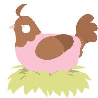 A rose and brown chicken with a head pattern