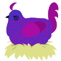 A indigo and plum chicken with a lace pattern