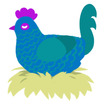 A sapphire and teal chicken with a lace pattern