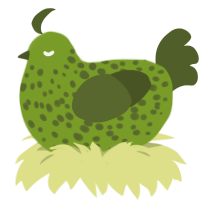 VOMIT COFFIN, a chartreuse and olive chicken with a speckle pattern