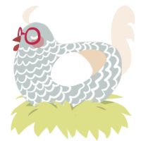A silver and cream chicken with a lace pattern