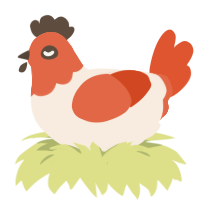 A cream and vermilion chicken with a head pattern