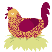 A honey and maroon chicken with a double-lace pattern