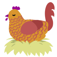 (unnamed), a orange and red chicken with a lace pattern