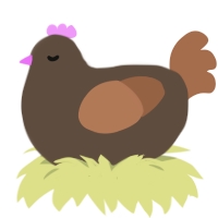 Brownie, a bark and brown chicken