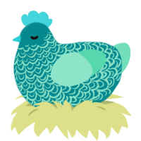 bioluminescent, a teal and mint chicken with a double-lace pattern