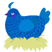 A ultramarine and sapphire chicken with a lace pattern