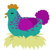 (unnamed), a turquoise and plum chicken with a half-lace pattern