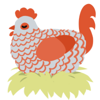 A mist and vermilion chicken with a lace pattern