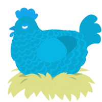 A cerulean chicken with a lace pattern