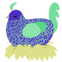 A indigo and spring chicken with a double-lace pattern