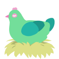A spring and turquoise chicken