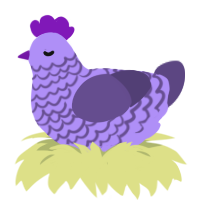 grape, a lilac and overcast chicken with a lace pattern