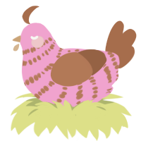 A pink and brown chicken with a bar pattern