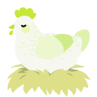 A white and apple chicken with a half-lace pattern