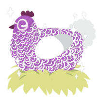 A amethyst and silver chicken with a double-lace pattern