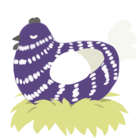 A overcast and white chicken with a bar pattern