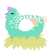 A mint and cream chicken with a half-lace pattern