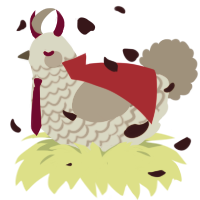 Horizons, a pink and vermilion chicken with a lace pattern