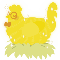 A yellow chicken with a bar pattern