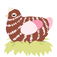 A russet and rose chicken with a bar pattern