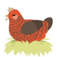 A vermilion and bark chicken with a lace pattern
