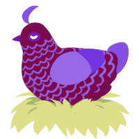 A wine and blurple chicken with a lace pattern