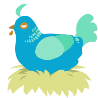 Gem, a cerulean and mint chicken with a neck-band pattern
