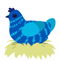 A ultramarine and cerulean chicken with a bar pattern
