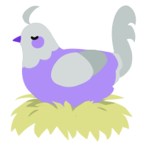 A lilac and silver chicken with a head pattern