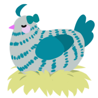 A silver and sea chicken with a bar pattern