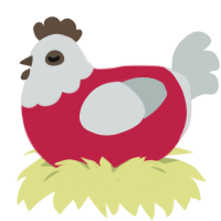 A crimson and silver chicken with a head pattern