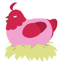 A pink and crimson chicken with a head pattern