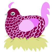 A maroon and lavender chicken with a lace pattern
