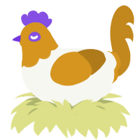 A white and ochre chicken with a head pattern