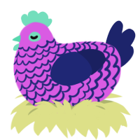 A orchid and navy chicken with a lace pattern