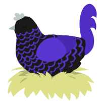 A sable and indigo chicken with a lace pattern