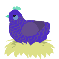 Burple, a indigo and overcast chicken with a lace pattern
