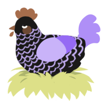 A sable and lilac chicken with a lace pattern