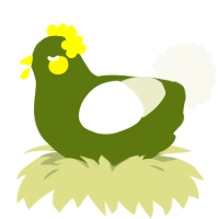 Dandelion, a olive and white chicken