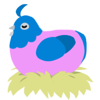 trains, a lavender and sapphire chicken with a head pattern
