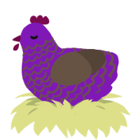 A violet and bark chicken with a lace pattern