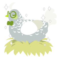 Cyberchicken, a silver and white chicken with a half-lace pattern