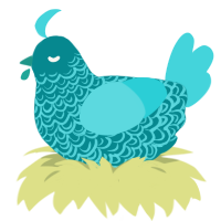 Brainstorm, a teal and aqua chicken with a double-lace pattern