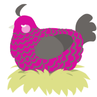 A fuchsia and grey chicken with a lace pattern