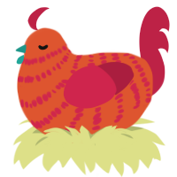 A vermilion and crimson chicken with a bar pattern