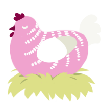 (unnamed), a pink and white chicken with a half-bar pattern