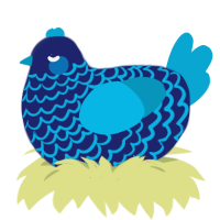A navy and cerulean chicken with a lace pattern