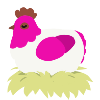 (unnamed), a white and fuchsia chicken with a head pattern