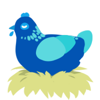 Dihydrogen Oxide, a ultramarine and aqua chicken with a neck-speckle pattern